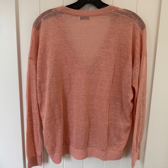 BRUNELLO CUCINELLI V-NECK LINEN SWEATER, XS, PINK - Picture 6 of 6